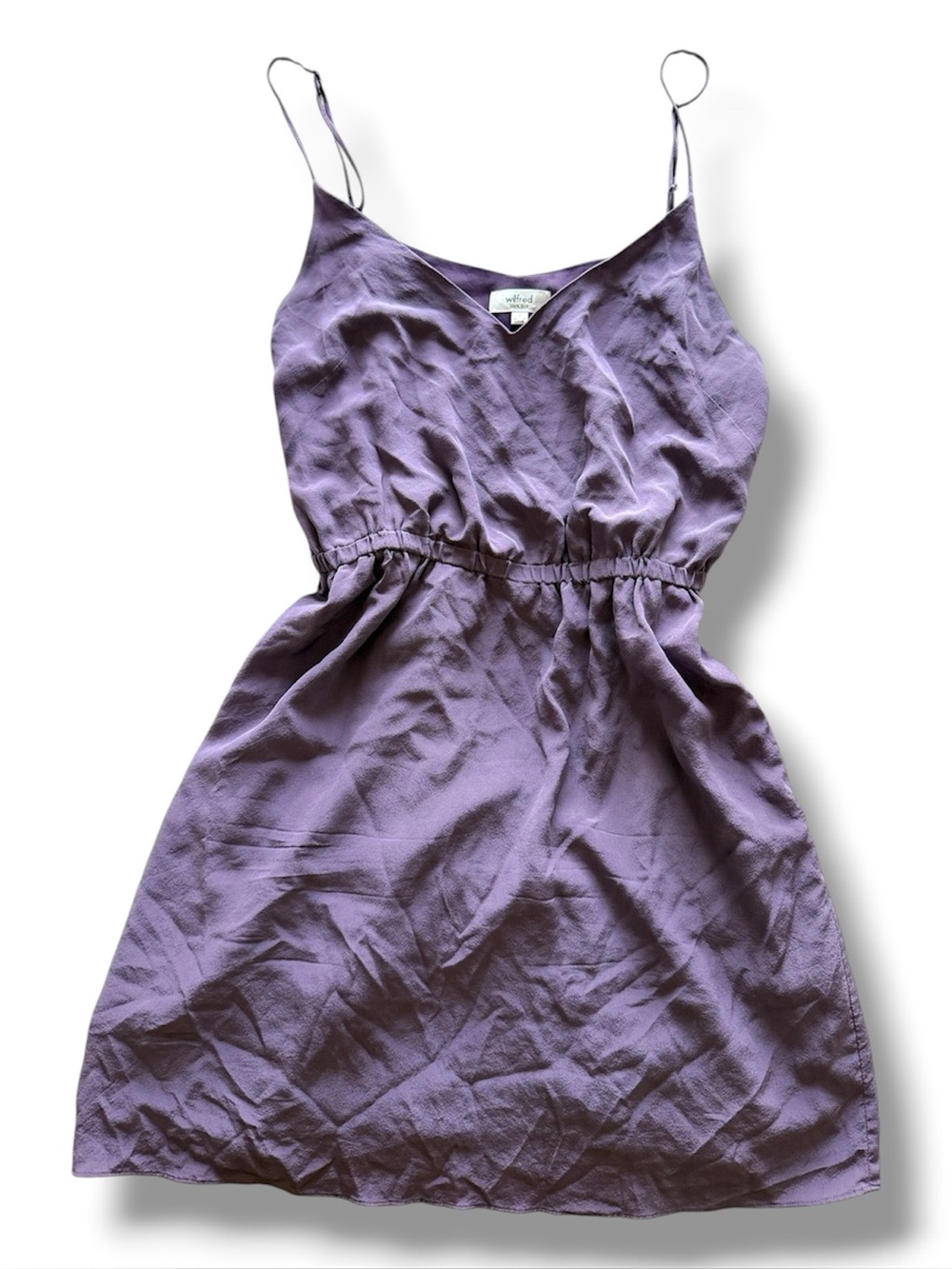 Aritzia Wilfred 100% Silk Purple Summer Dress Spaghetti Strap Mini Size Small